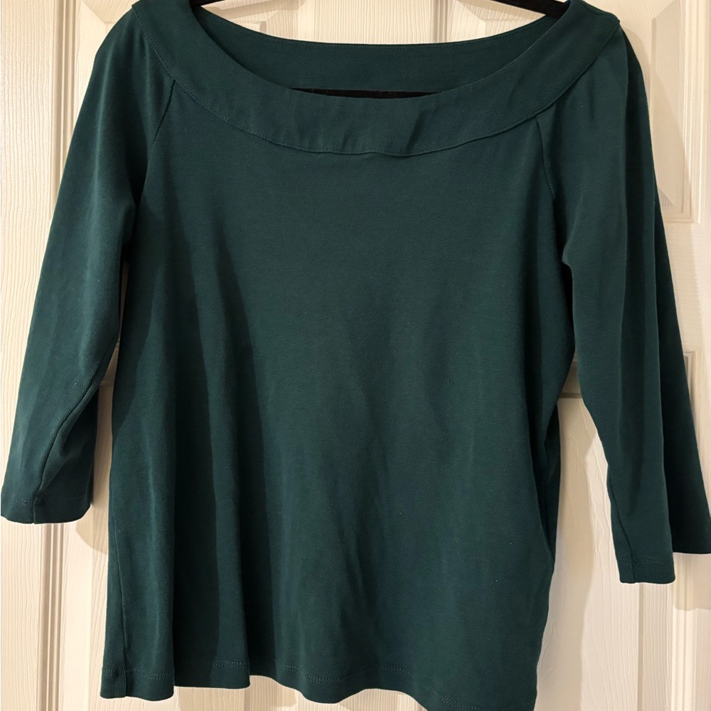 Rafaella Green 3/4 Sleeve Relaxed Blouse Large